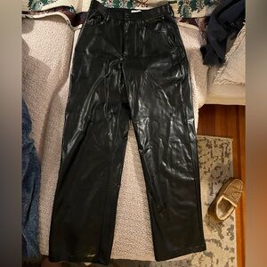 Abercrombie & Fitch Straight Black Leather Pants